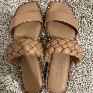 Soda Tan Braided Slide Sandals